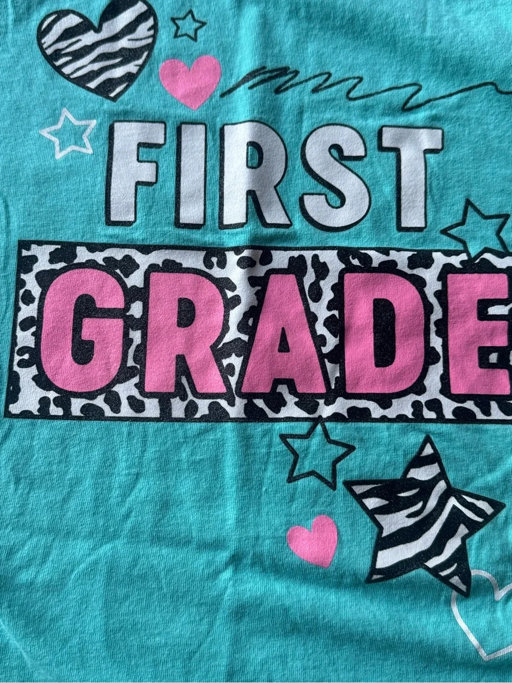The Children's Place Turquoise First Grade Graphic Tee with Pink Accents